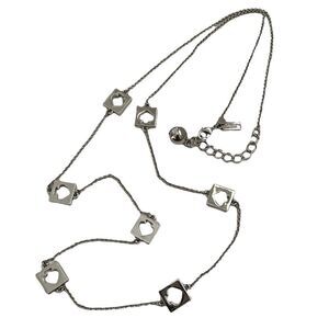Kate Spade Long Necklace Silver Jewelry Logo Spades Hole Punch Out Adjustable